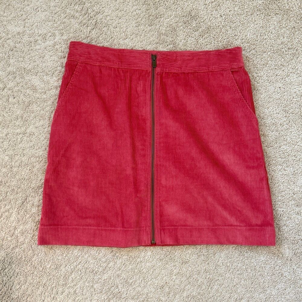 GAP Womens Size 10 Pink Corduroy Zip Front Mini Skirt Pocket High Waisted